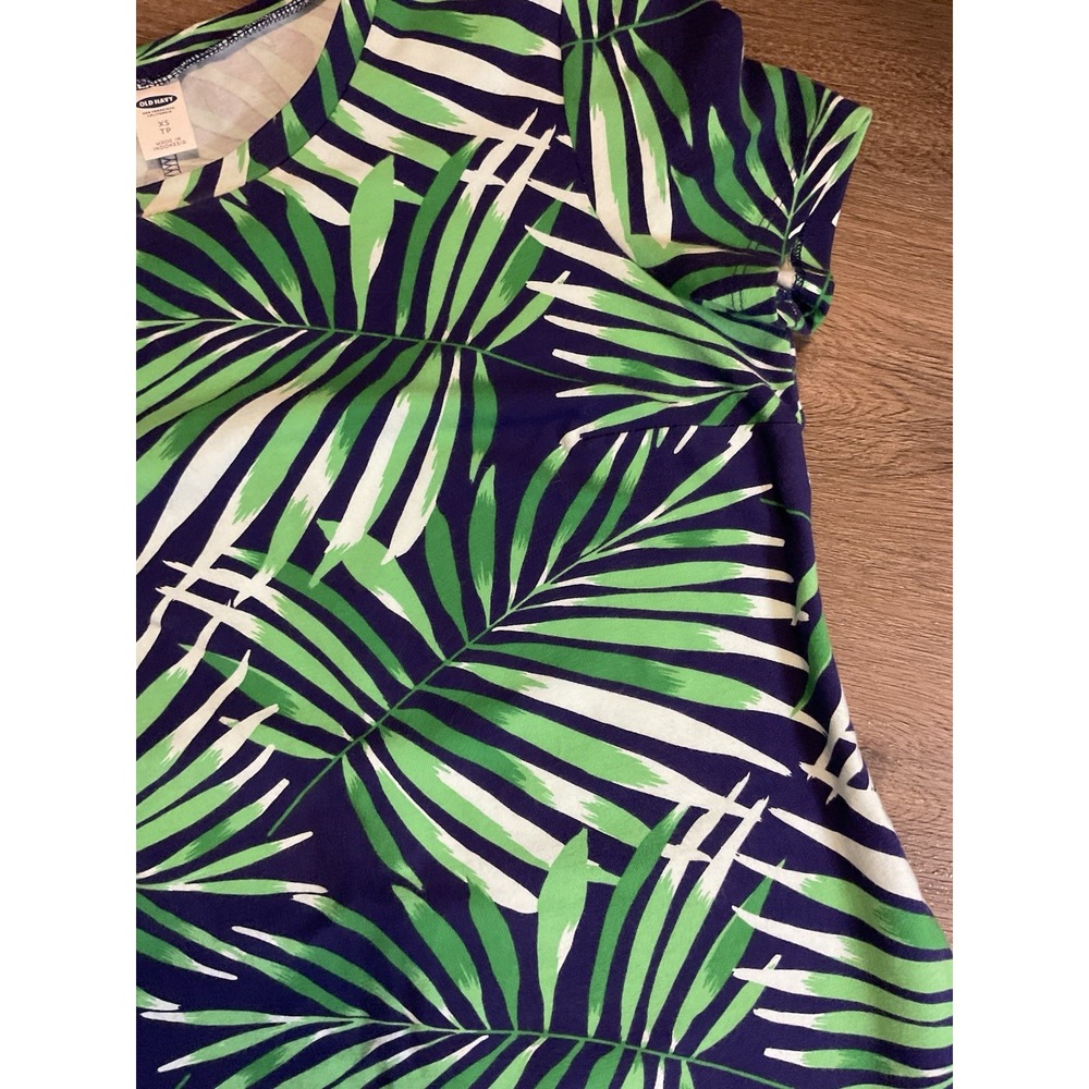 Old Navy Tropical Stretch Dress Blue Green XS Floral Cruise Beach Travel Boho - Picture 4 of 7
